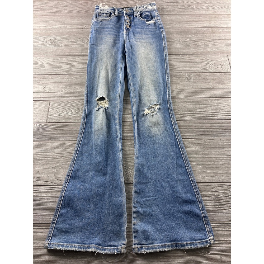 Flying Monkey High Rise Bootcut Distressed Jeans Size 23 Blue BY4195R Flare